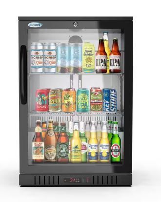 Photo 1 of 24 in. W 4.6 cu. ft. Commercial Glass Door Counter Height Back Bar Cooler Refrigerator with LED Lighting in Black
