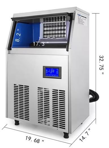 Photo 1 of 19 lb. Bin Stainless Steel Freestanding Ice Maker Machine with 130 lb. 24 Hour Commercial Ice Maker in Silver
