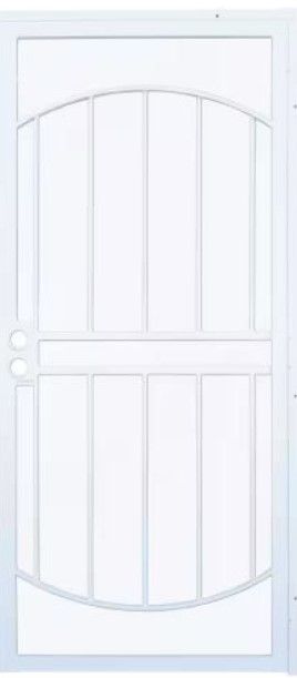 Photo 1 of 31in. width x 80 in. Length. Arcada White Surface Mount Outswing Steel Security Door with Expanded Metal Screen (ONLY ONE SIDE DOOR)
