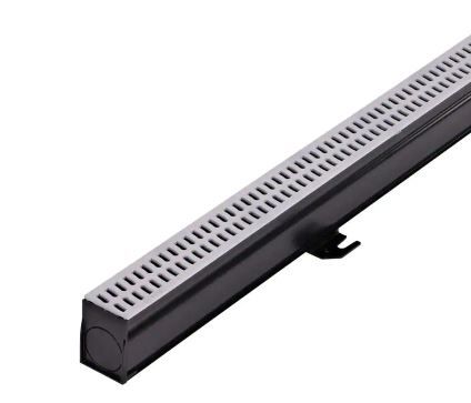 Photo 1 of 2-1/4 in. x 6 ft. Slim Channel Drain Kit Gray Grates, End Caps, Outlets, Coupling and Anchor Clips
