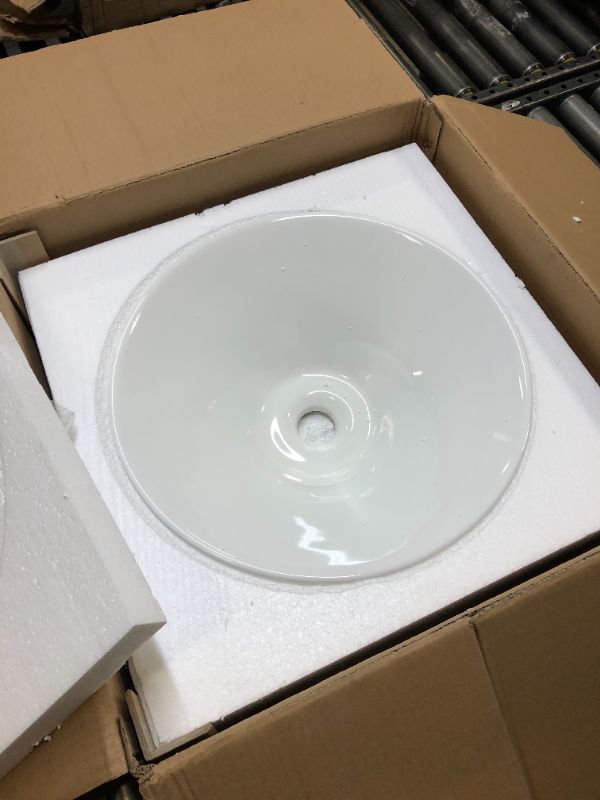 Photo 2 of ZNTS Ceramic Round Above Counter White Bathroom Sink Art Basin W99969283

