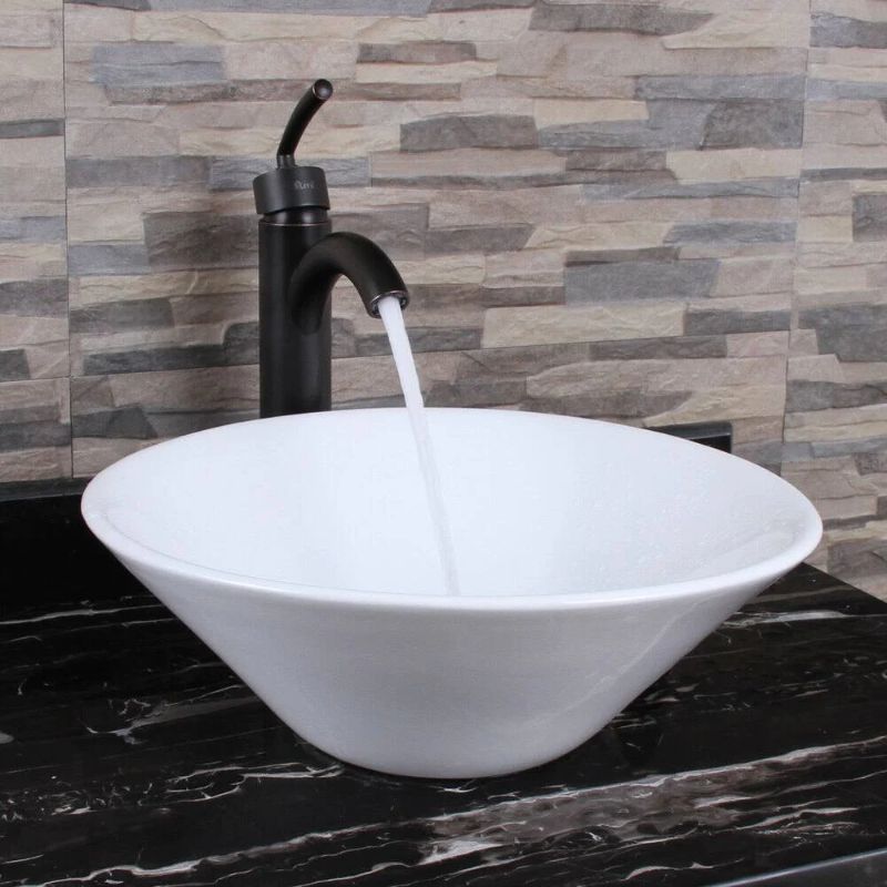 Photo 1 of ZNTS Ceramic Round Above Counter White Bathroom Sink Art Basin W99969283
