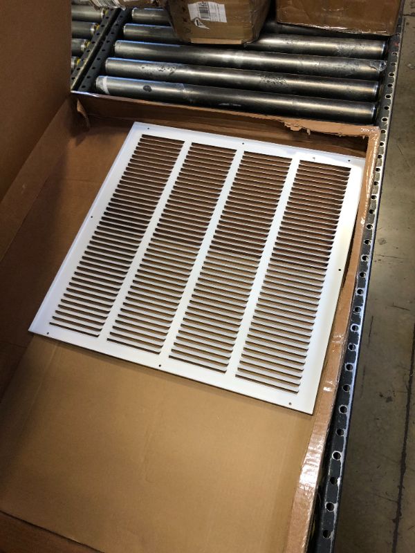 Photo 2 of 24"W x 20"H [Duct Opening Size] Steel Return Air Grille | Vent Cover Grill for Sidewall and Ceiling, White | Outer Dimensions: 25.75"W X 21.75"H for 24x20 Duct Opening
