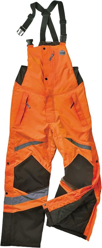 Photo 1 of Ergodyne GloWear 8928 Insulated Thermal Bib Overalls, High Visibility, Weather-Resistant,Orange, Large
