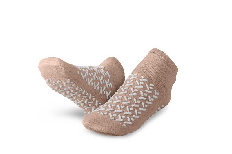 Photo 1 of Medline Double-Tread Terry Patient Slippers, XL, Beige (Pack of 10)
