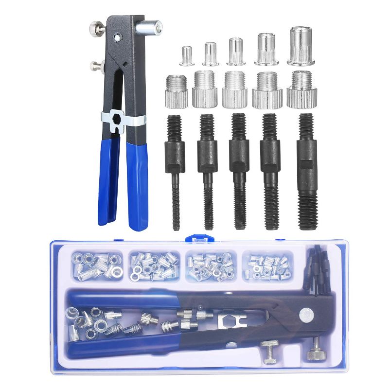 Photo 1 of 86PCS Rivet Nut Tool Kit Set Blind Rivet Nut Hand Riveter Wrench Threaded Insert Tool Rivet Nut Gun with Metric Rivet Nuts Assortment M3 M4 M5 M6 M8
