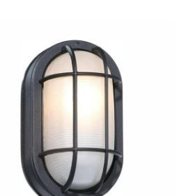 Photo 1 of 8 in. Black Outdoor Wall Bulkhead Light
