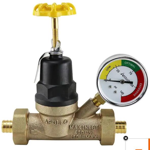 Photo 1 of 3/4 in. Bronze Double Union PEX-B Water Pressure Regulator with Gauge
