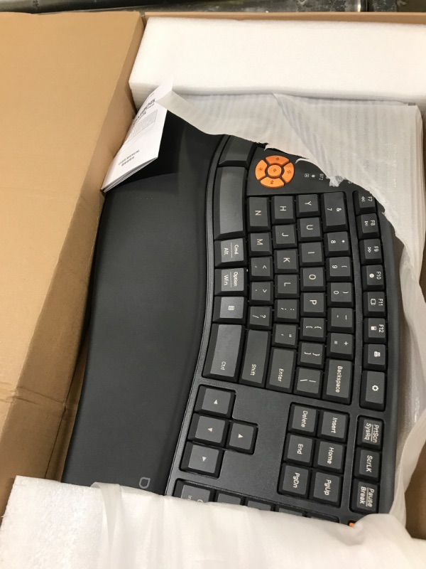 Photo 2 of DeLUX Wireless Ergonomic Keyboard, Ergo Split Keyboard with Palm Rest for Natural Typing, 2.4G and Bluetooth, Full Size and US Layout, Compatible with Windows and Mac OS (GM905-Graphite)