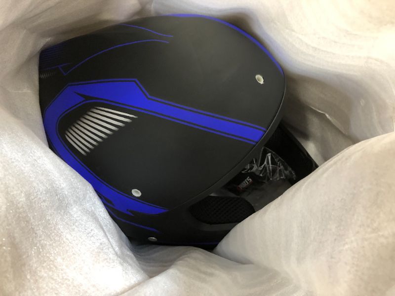 Photo 2 of Adult 4 Wheeler Helmet, Motocross Helmet DOT/FMVSS-218 Certification Comfortable and Breathable Full Helmets for Locomotives Used in All Seasons Small Blue