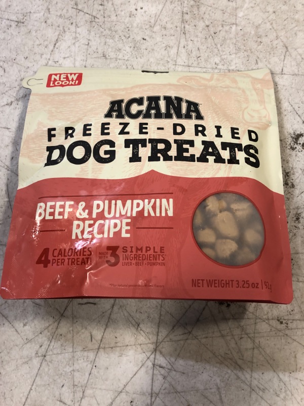 Photo 2 of ACANA Singles Freeze Dried Dog Treats, Limited Ingredient Grain Free Beef & Pumpkin Recipe, 3.25oz Freeze-Dried Treats Beef & Pumpkin 3.25oz