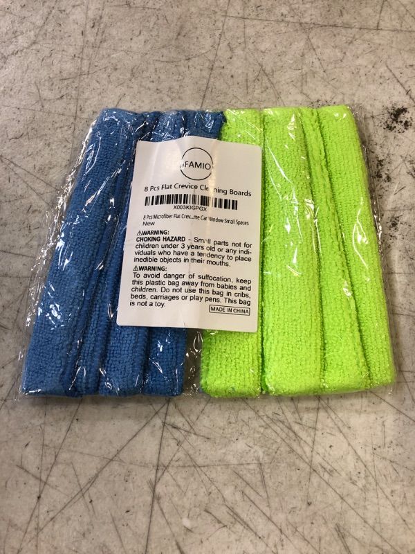 Photo 2 of 8 Pcs Microfiber Flat Crevice Cleaning Boards Crevice Cleaning Tool Blue and Green Mini Detail Duster Brushes for Home Car Window Small Spaces