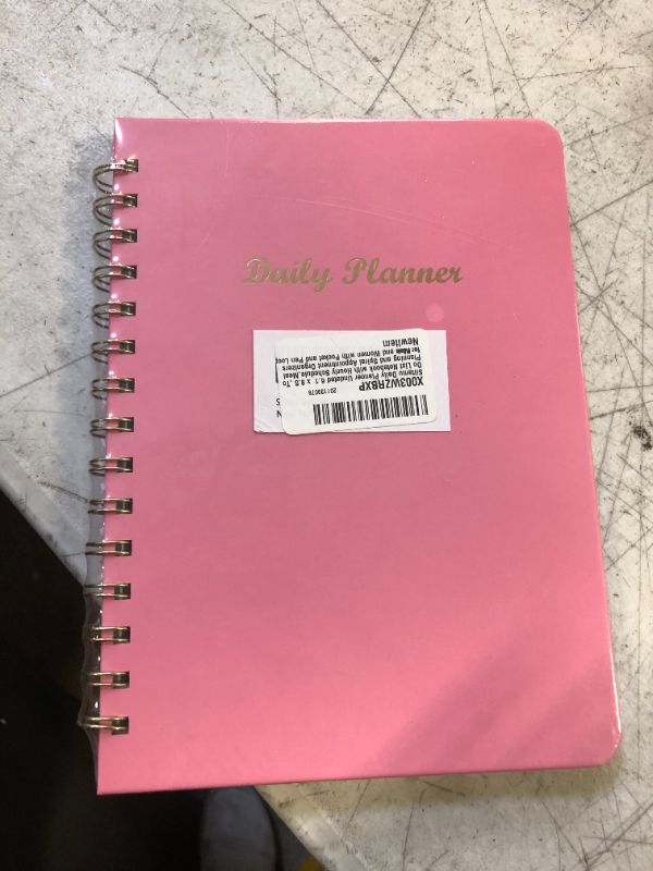 Photo 2 of Siltamu Daily Planner Undated 6.1? x 8.5?,To Do List Notebook with Hourly Schedule,Meal Planning and Spiral Appointment Organizers for Men and Women with Pocket and Pen Loop - Pink A5-Daily Planner Pink