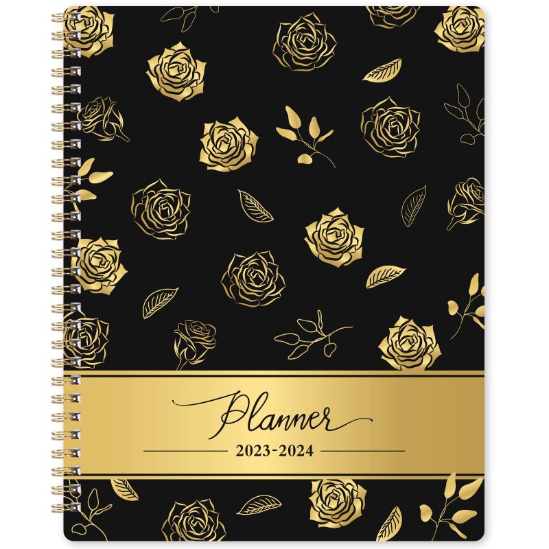 Photo 1 of 2 PCK - Planner 2023-2024 - July 2023-June 2024, 2023-2024 Academic Planner with Weekly and Monthly Spreads, 8" x 10", Academic Planner 2023-2024 with Tabs, Sturdy Cover, Thick Paper, Twin-wire Binding Black-2
