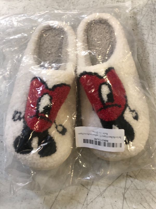 Photo 1 of Cute Slipper for Women - Bad Bunny Slippers - Fun slippers Heart Bunny Slides Soft Plush Christmas Cotton Slippers Keep Warm Couples Slides 5-6 Women/4.5-5 Men Red