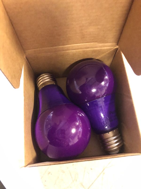 Photo 2 of Purple Light Bulb 9W (60W Equivalent) E26 Base, LED Colored Light Bulbs for Halloween Christmas Party Holiday Lighting 2-Pack Purple 2 Count (Pack of 1)