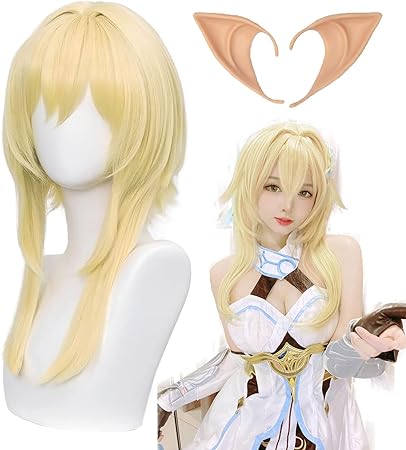 Photo 1 of Alacos Anime Multiple Roles Cosplay Wigs for Genshin Impact + Free Cap (TRAVELER-Lumine)
