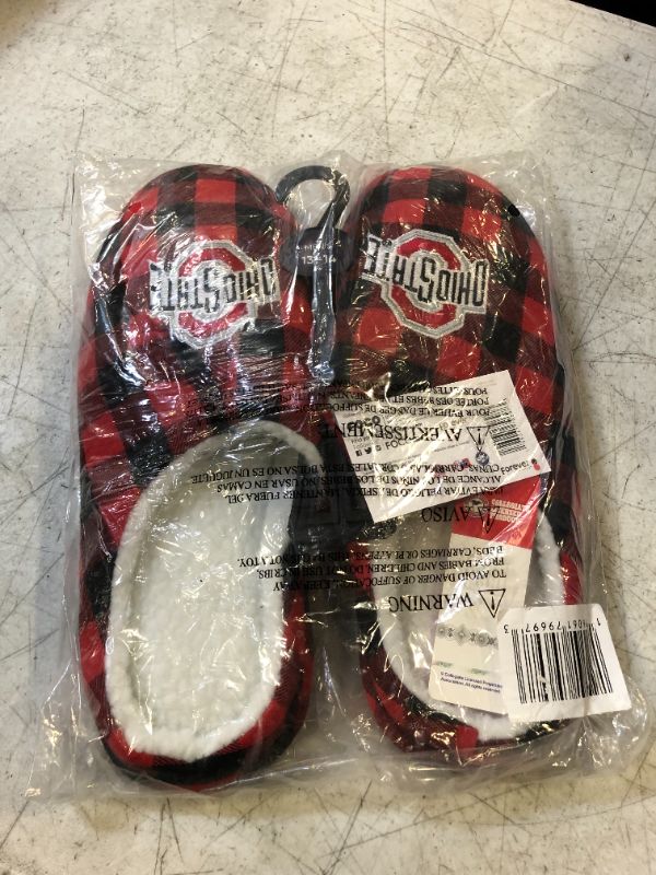 Photo 1 of FOCO Men's NCAA Sherpa Lined Buffalo Check Memory Foam Slippers 9-402 Team Color