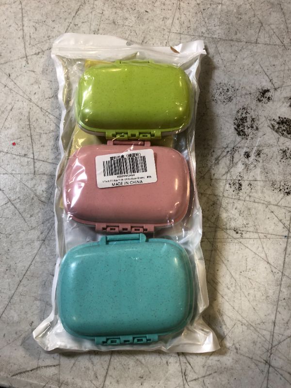Photo 1 of 3 Pack 8 Compartments Travel Pill Box,Pill Organizer 7 Days Moisture Proof Small Pill Case for Pocket Purse Daily Portable Medicine Vitamin Holder Container(Pink+Blue+Green)