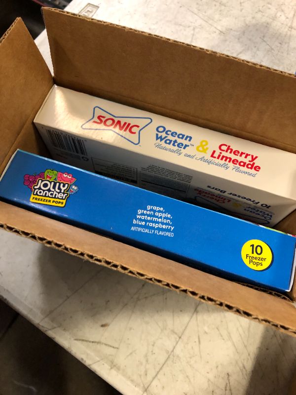 Photo 1 of - Ice Pops Freezer Bar Variety Pack | 1 Box o f Jolly Rancher (10 Freeze Pops) 1 Box of Sonic Slush bars(10 Freeze pop... s Bag Clip Included.EXP NOV 2024
