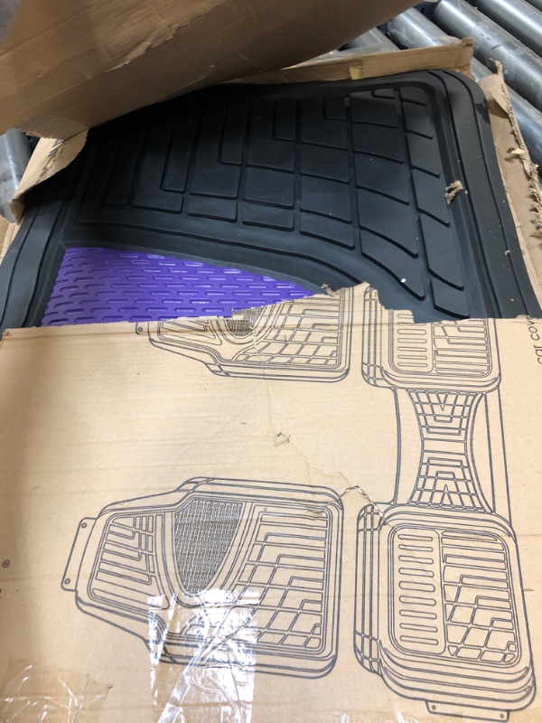 Photo 2 of FH Group Car Floor Mats - Heavy-Duty Rubber Floor Mats for Cars, Universal Fit Full Set, Trimmable Automotive Floor Mats, Climaproof Floor Mats for Most Sedan, SUV, Truck Floor Mats Purple