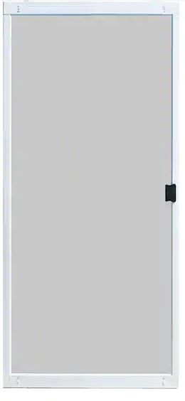 Photo 1 of 36 in. x 80 in. Adjustable Fit White Steel Sliding Patio Screen Door
