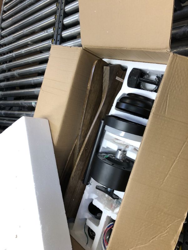 Photo 1 of REVOICI 52" Ceiling Fans with Lights and Remote Control, Indoor Outdoor Ceiling Fans Farmhouse, Timing 6 Speeds 3 Color Light with Memory Lighting Function A-Amber Wood 52in