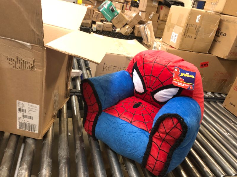 Photo 2 of Idea Nuova Marvel Spiderman Figural Bean Bag Chair with Sherpa Trim, Ages 3+, Red