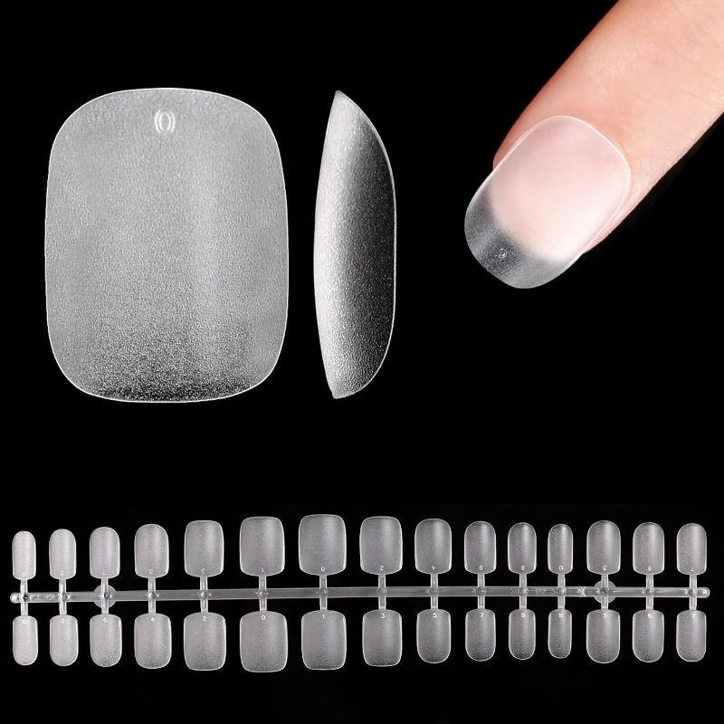 Photo 1 of (PACK OF 4) 480PCS Aieenjor Extra Short Oval Nail Tips, Matte Fake Nails Round Oval Press on Nails Pre-shape Short Round Gel Nail Tips, Full Cover Acrylic Round Oval Nails French False Nails 15 Sizes

