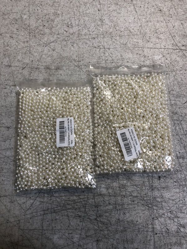 Photo 2 of (PACK OF 2) Sooyee Pearl Beads for Craft, 1500pcs Ivory Faux Fake Pearls, 6 MM Small Sew on Pearl Beads with Holes for Jewelry Making, Bracelets, Necklaces, Hairs, Crafts, Decoration and Vase Filler 6mm with hole Ivory