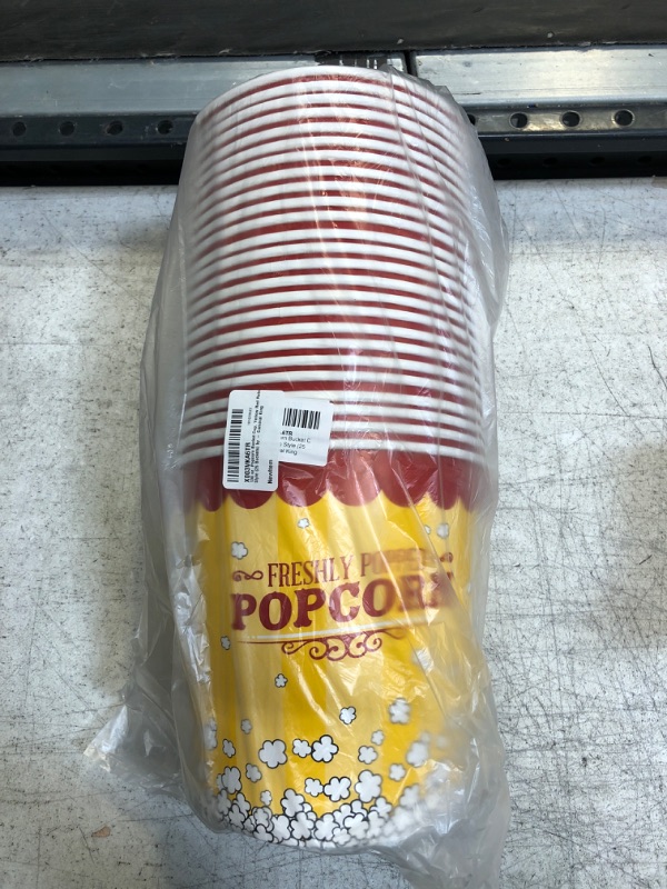 Photo 2 of 130 oz. Popcorn Bucket Cup, Yellow Red Retro Style (25 Buckets) by - Carnival King
