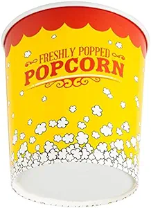 Photo 1 of 130 oz. Popcorn Bucket Cup, Yellow Red Retro Style (25 Buckets) by - Carnival King
