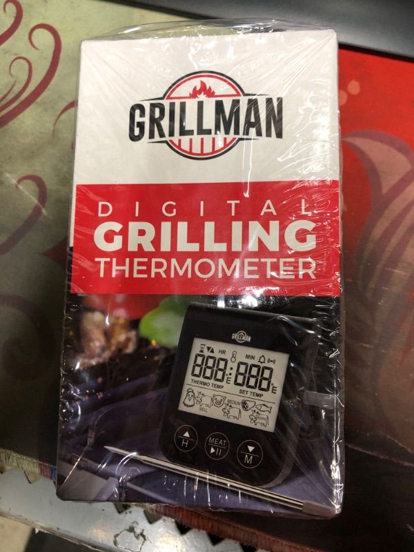 Photo 2 of Grillman Digital Meat Thermometer with Leave-in Stainless Steel Probe and Timer for Grills, Smokers and Kitchen Ovens - Preset for Beef, Pork, Poultry and Fish or Set Cooking Times and Target Temps
