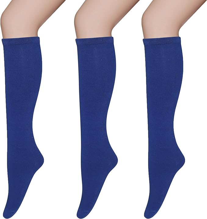 Photo 1 of Henwarry Solid Color Cotton Soft Opaque Knee High Socks for Men and Women-3 Pairs
