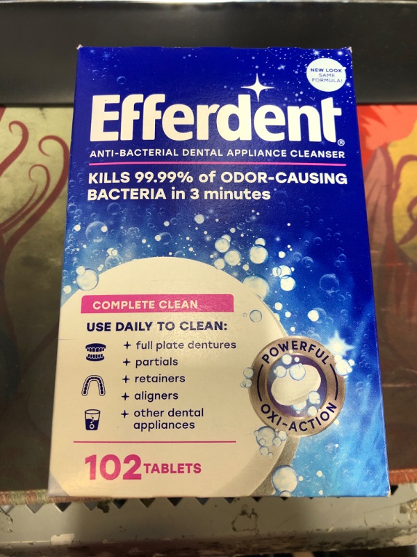 Photo 2 of Efferdent Retainer Cleaning Tablets, Denture Cleanser Tablets for Dental Appliances, Complete Clean, 102 Tablets 102 Count