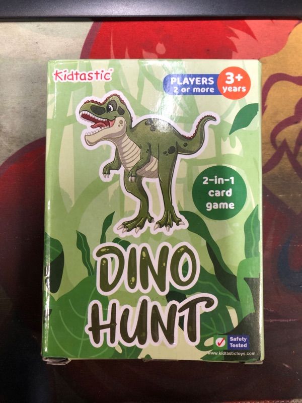 Photo 2 of Kidtastic Dino Hunt Card Game Deck for 3-6 Age Toddler Kids, Learning and Strategy Memory Games, Educational and Preschool Birthday Party Match Hunt for Boys and Girls
