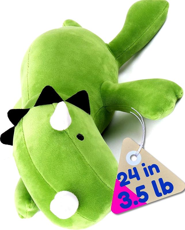 Photo 1 of Chimpish Weighted Dinosaur Stuffed Animal - 24" Weighted Dino Plush, 3.5 lb Anxiety Dinosaur Weighted Stuffed Animals, Greenic Weighted Dinosaur Plush for Anxiety (3.5 Lb)
