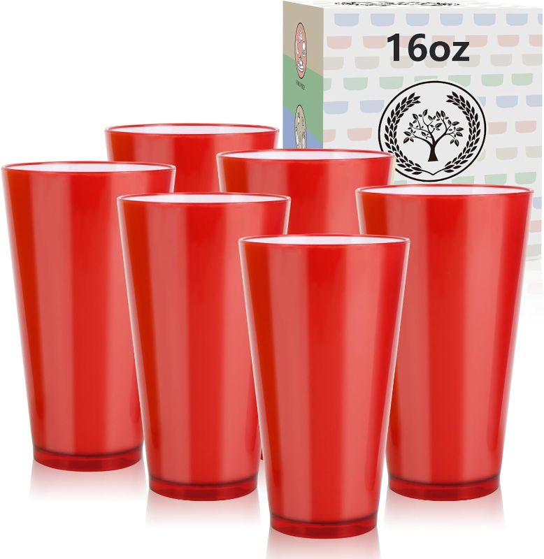 Photo 1 of ( BLUE ) Homienly Plastic Cups Set of 6, Unbreakable Plastic Drinking Glasses,16 oz Plastic Tumblers in 3 Colors,Plastic Cups Reusable,Dishwasher Safe,Unbreakable Kids Cups