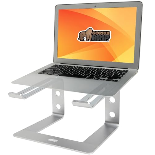 Photo 1 of Gorilla Grip Laptop Stand for Desk, Slip-Resistant Supportive Computer Riser, Sturdy Aluminum Metal Stands for Desks, Mount Lifter Holds 10 to 15.6”
