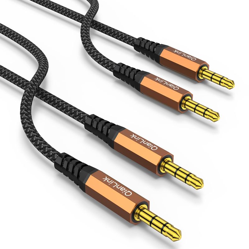Photo 1 of 2 Pack AUX Cable,Auxiliary Cable?6.6ft/2m, Hi-Fi Sound? 3.5mm TRS Auxiliary Audio Cable Nylon Braided Aux Cord Compatible with Car,Home Stereos,Speaker,iPod iPad,Headphones,Sony,Echo Dot (Orange)