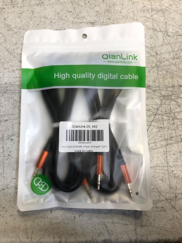 Photo 2 of 2 Pack AUX Cable,Auxiliary Cable?6.6ft/2m, Hi-Fi Sound? 3.5mm TRS Auxiliary Audio Cable Nylon Braided Aux Cord Compatible with Car,Home Stereos,Speaker,iPod iPad,Headphones,Sony,Echo Dot (Orange)