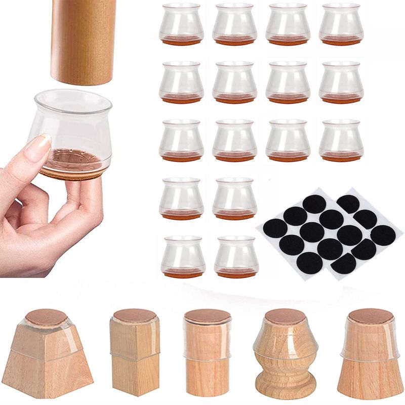 Photo 1 of 16 PCS Chair Leg Floor Protectors with Felt Furniture Pads Silicone Chair Foot Caps Furniture Leg Covers Furniture Slider Protection for Scratches and Reduce Noise(Large) 16 Large