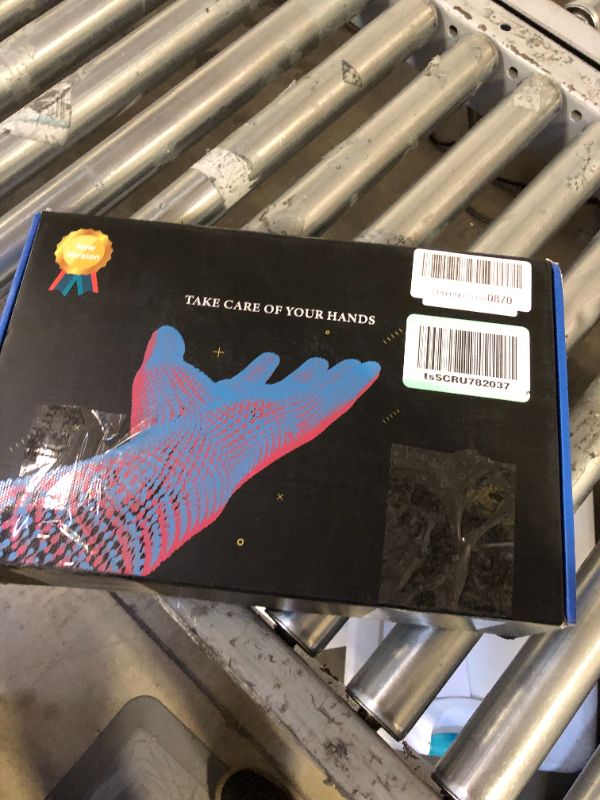 Photo 1 of TONGBOSHI 2023 New Rehabilitation Robot Gloves Upgrades Hand Stroke Recovery Equipment with 4 Workout Modes and Hand Massage Left Hand-XL Orange