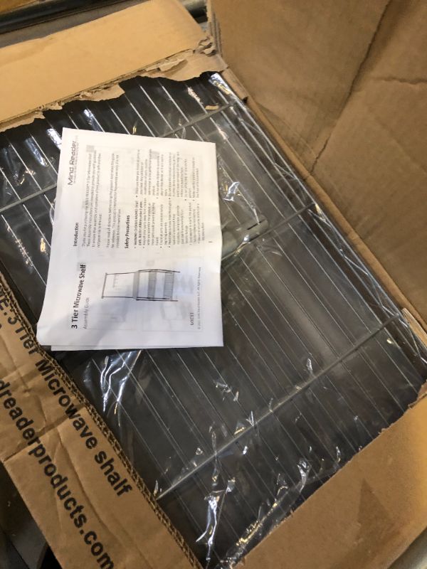 Photo 1 of Mind Reader 3 Tier Microwave Shelf Counter Unit with Hooks, Silver