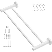 Photo 1 of Adjustable 16 to 27.6 Inch Double Towel Bar, iMomwee Oil Rubbed White Finished Stainless Steel Bath Towel Holder, Wall Mounted Towel Rail for Bathroom Kitchen Washroom, 1" Diameter Towel Rod with Hook --- Box Packaging Damaged, Item is New
