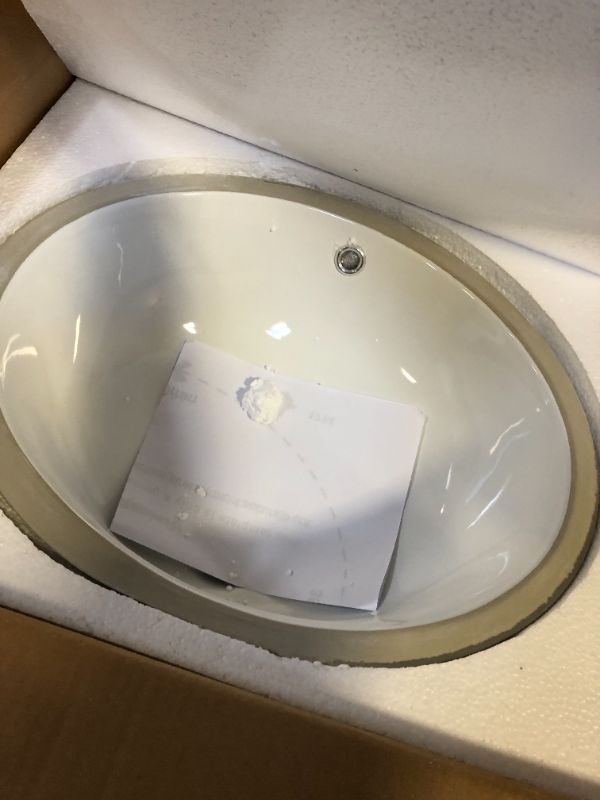 Photo 1 of 19-1/2 in. x 16 in. Oval Undermount Vitreous Glazed Ceramic Lavatory Vanity Bathroom Sink Pure White
