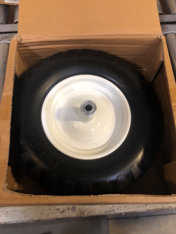 Photo 2 of BAIVE BW 16" Flat Free Solid Polyurethane Tire and Wheel, 4.80/4.00-8 PU Airless Tires with 5/8" Ball Bearings, 6" Centered Hub for Hand Truck/Utility Cart/Dollies/Various Carts, 1 Pc(440 Lb Load) 4.80/4.00-8/5.5 lbs/2