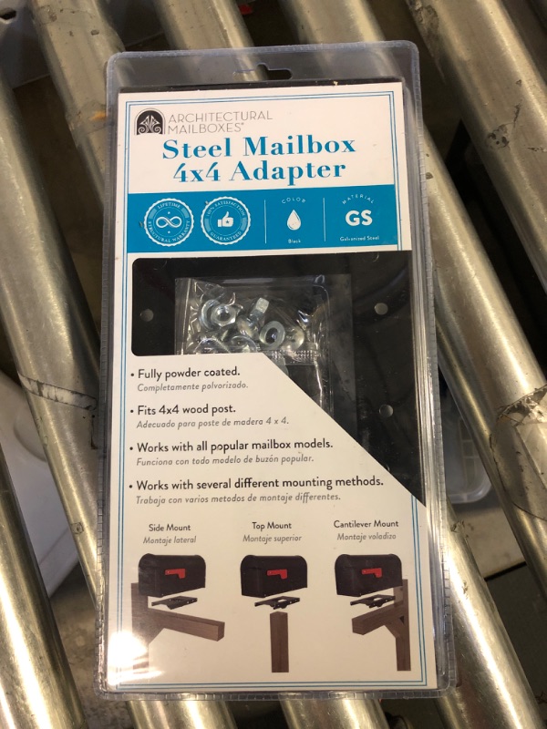 Photo 2 of ARCHITECTURAL MAILBOXES 4x4 Steel 7540B-10 Mailbox Adapter Plate, 4" x 4", Black