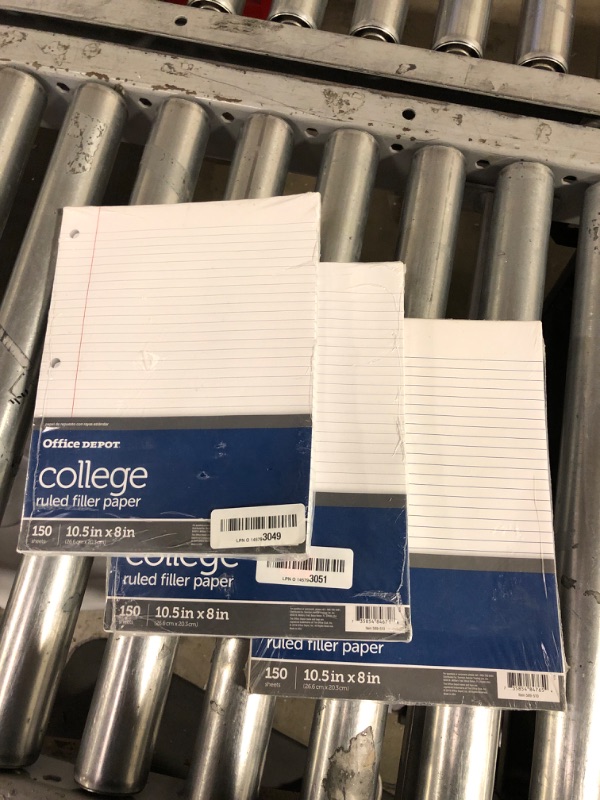 Photo 1 of 3 PACK COLLEGE RULED FILLER PAPER - 150 X 3 SHEETS 