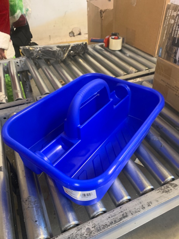 Photo 2 of Akro-Mils 09185 Plastic Tote Tool & Supply Cleaning Caddy with Handle, (18-3/8-Inch x 13-7/8-Inch x 9-Inch), Blue (09185BLUE) Blue Tote Caddy